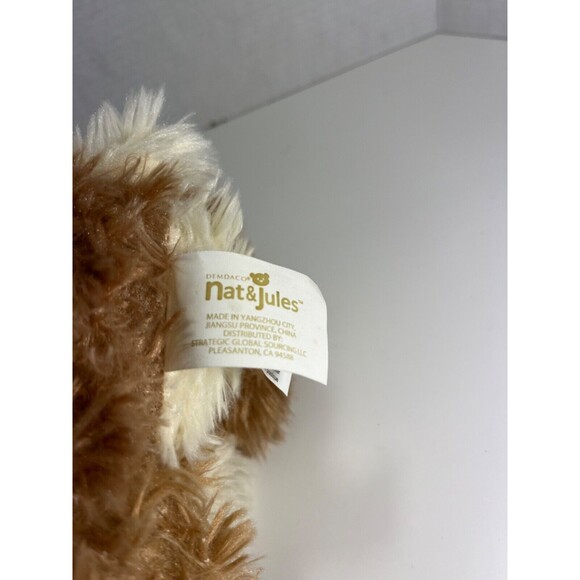 Nat And Jules Shaggy Dog Plush Stuffed Animal Cream and Light Brown Puppy 10" - Picture 7 of 9